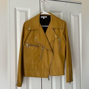 Elizabeth and James Kohl's Women's Faux Leather Moto Jacket Mustard Size S